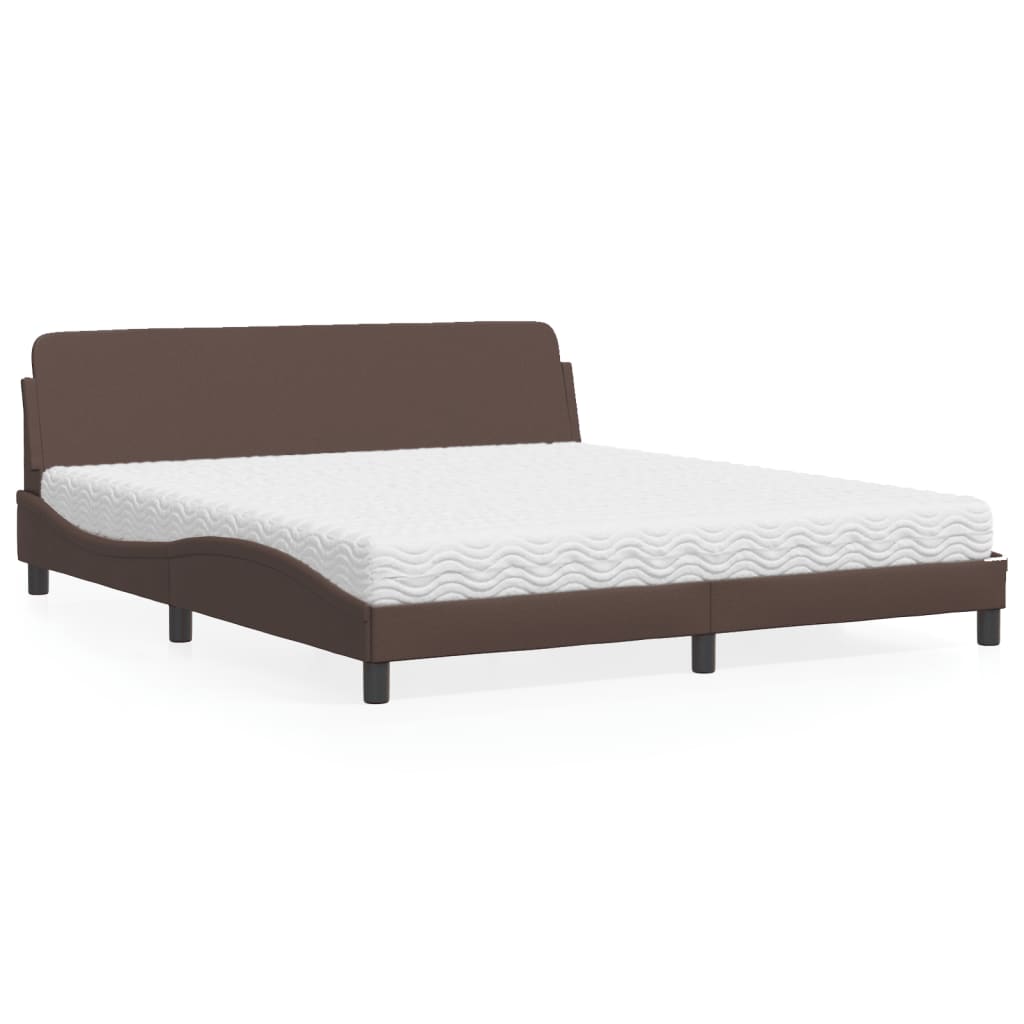 vidaXL Κρεβάτι με Στρώμα Dover Καφέ 180x200 εκ. Συνθετικό Δέρμα