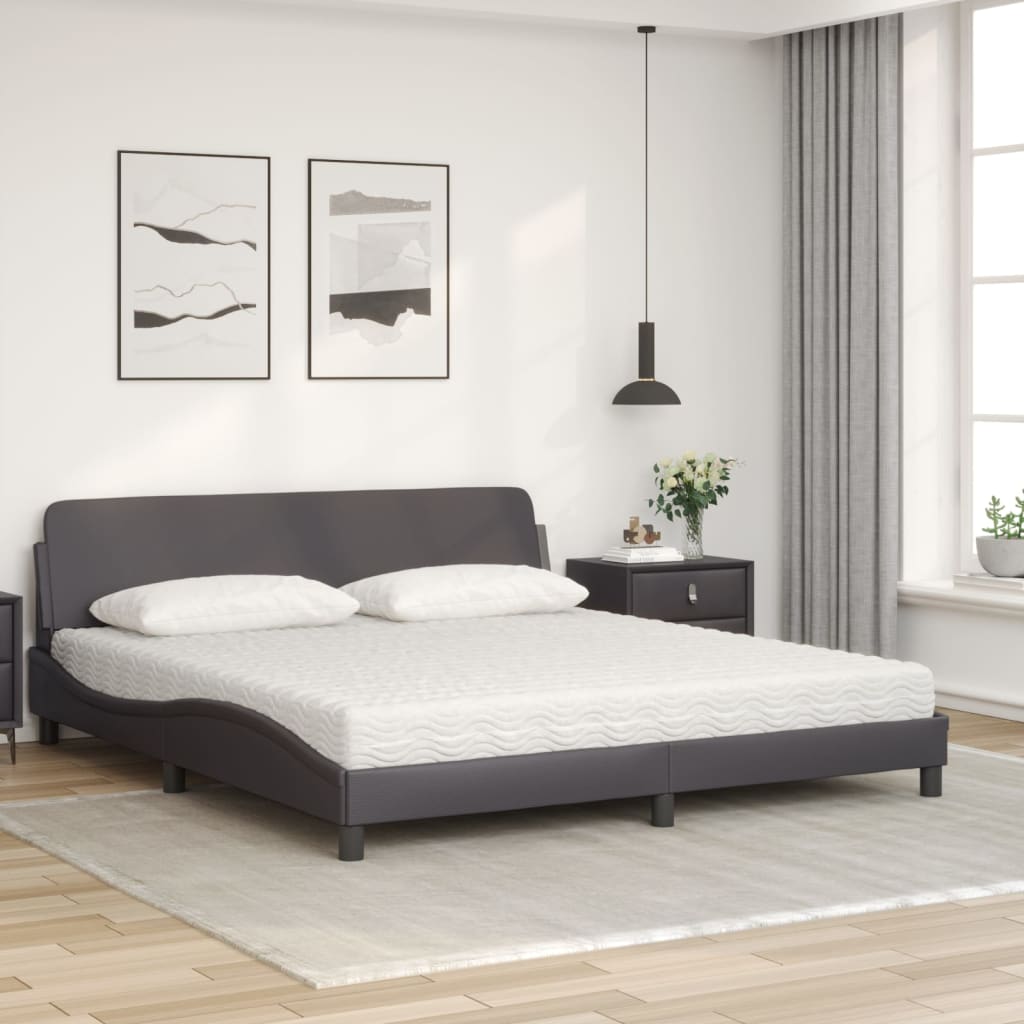 vidaXL Κρεβάτι με Στρώμα Dover Γκρι 180x200 εκ. Συνθετικό Δέρμα