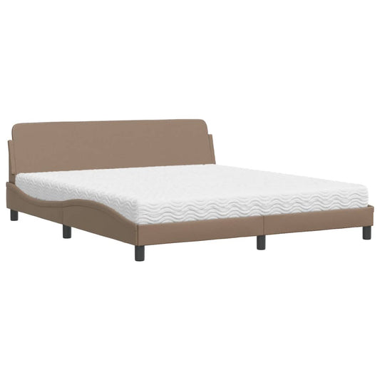 vidaXL Κρεβάτι με Στρώμα Dover Καπουτσίνο 180x200 εκ. Συνθ. Δέρμα