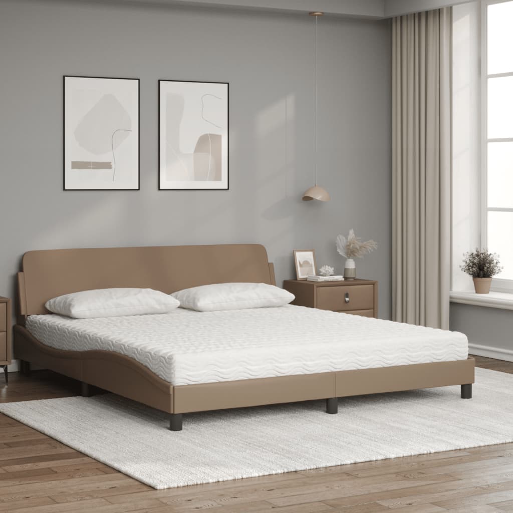 vidaXL Κρεβάτι με Στρώμα Dover Καπουτσίνο 180x200 εκ. Συνθ. Δέρμα