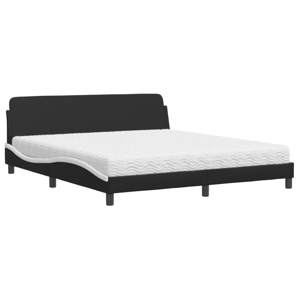 vidaXL Κρεβάτι με Στρώμα Dover Μαύρο/Λευκό 180x200 εκ. από Συνθετικό δέρμα