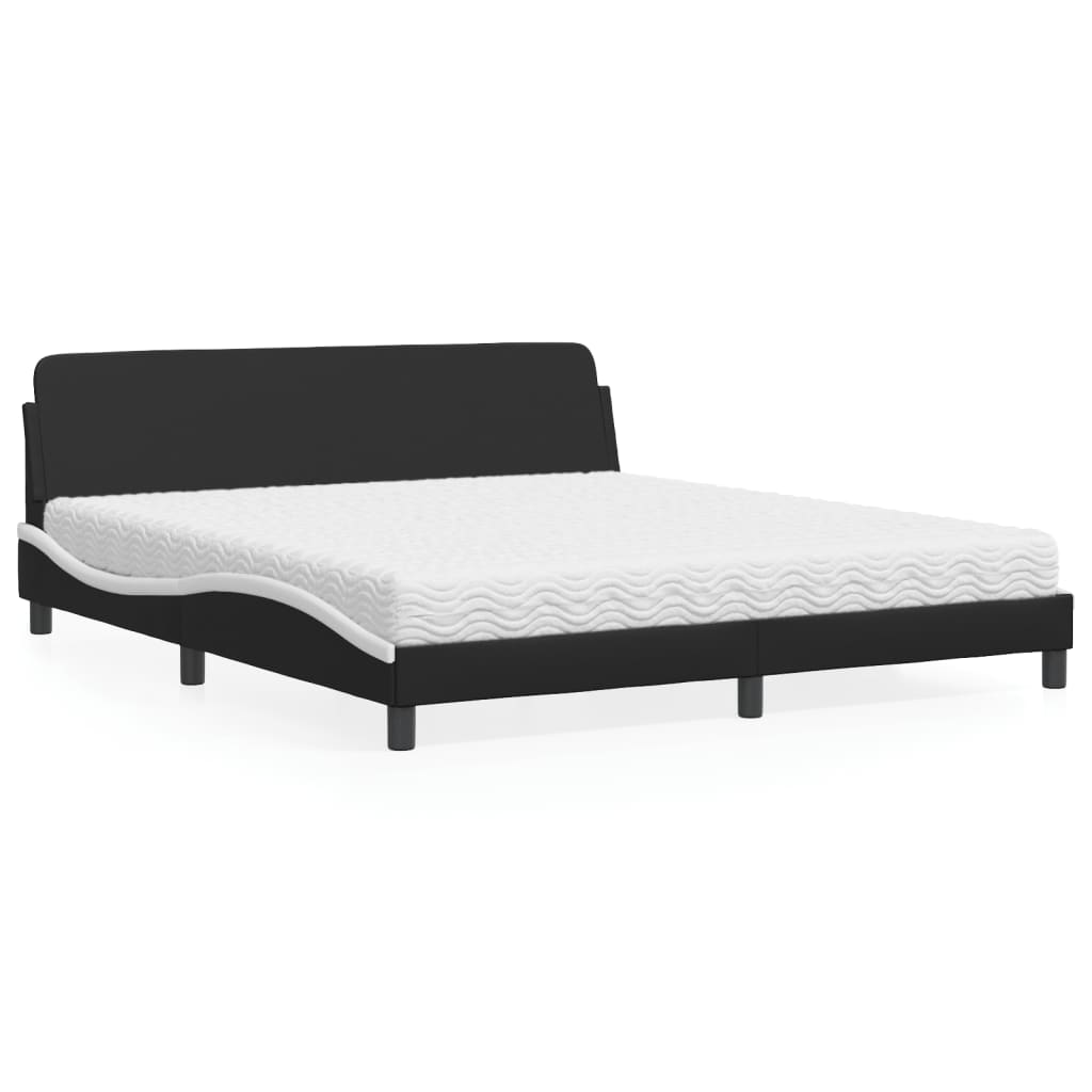 vidaXL Κρεβάτι με Στρώμα Dover Μαύρο/Λευκό 180x200 εκ. από Συνθετικό δέρμα