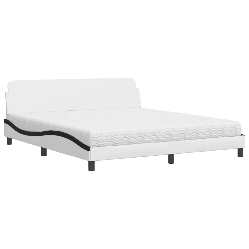 vidaXL Κρεβάτι με Στρώμα Dover Μαύρο/Λευκό 180x200 εκ. από Συνθετικό Δέρμα