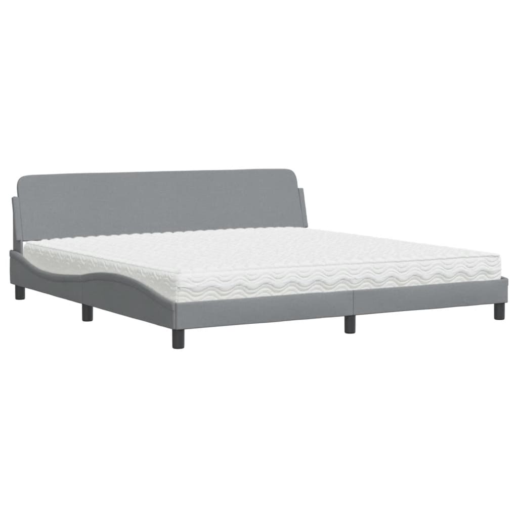 vidaXL Κρεβάτι με Στρώμα Dover Ανοιχτό Γκρι 200x200 εκ. Υφασμάτινο