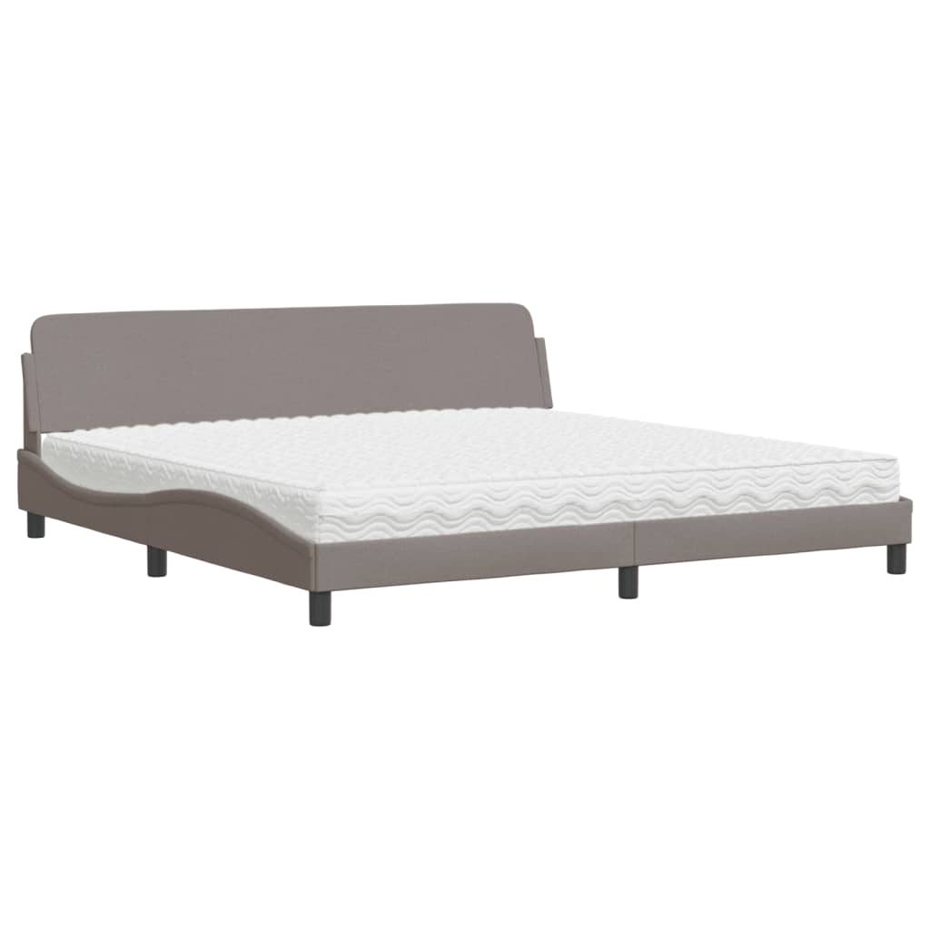 vidaXL Κρεβάτι με Στρώμα Dover Taupe 200x200 εκ. Υφασμάτινο