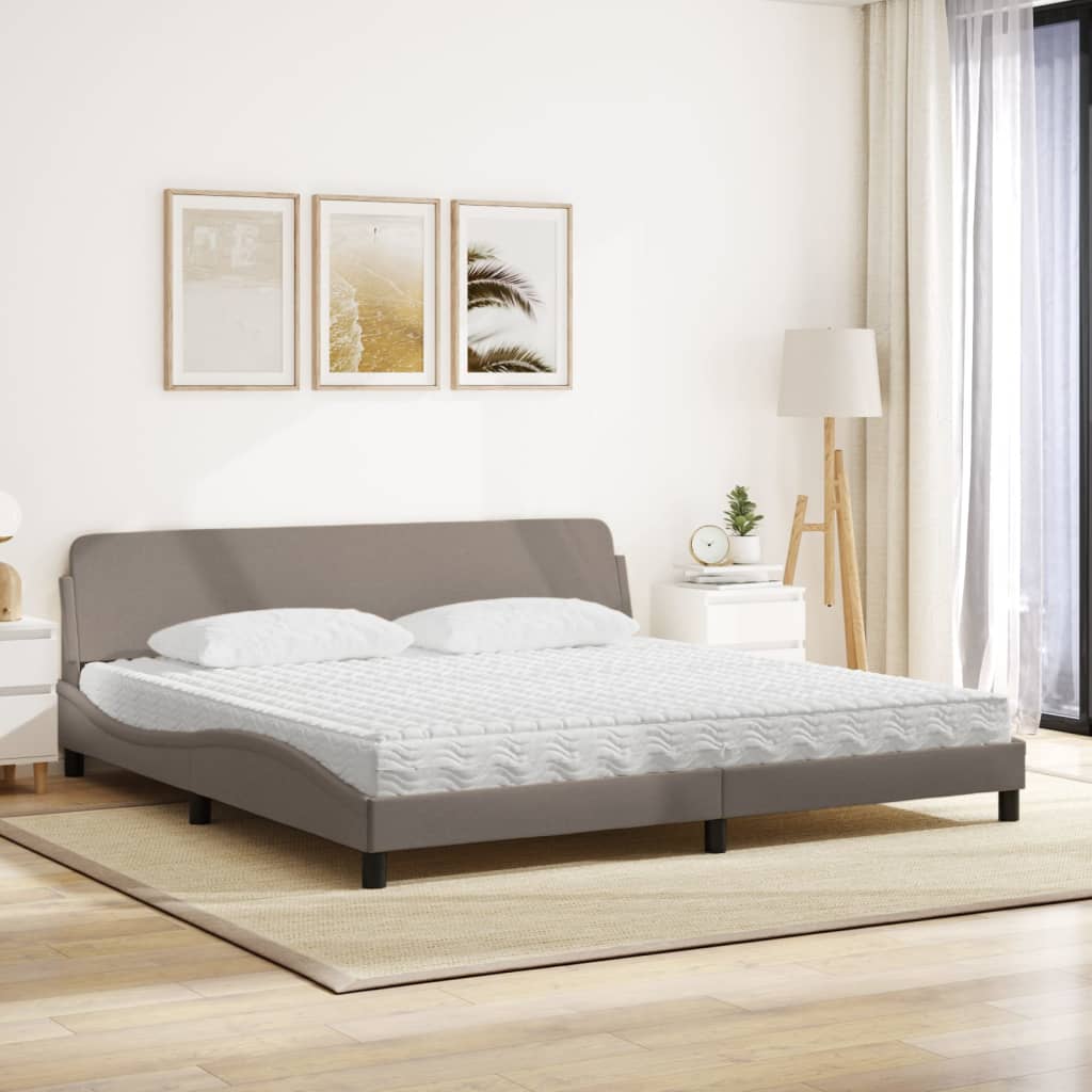 vidaXL Κρεβάτι με Στρώμα Dover Taupe 200x200 εκ. Υφασμάτινο