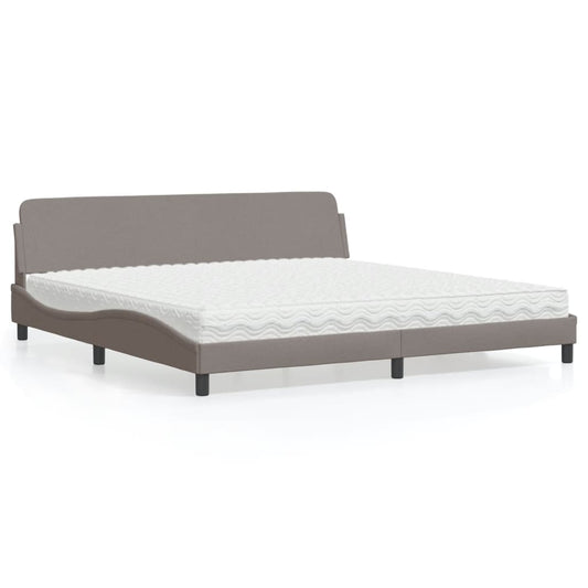 vidaXL Κρεβάτι με Στρώμα Dover Taupe 200x200 εκ. Υφασμάτινο