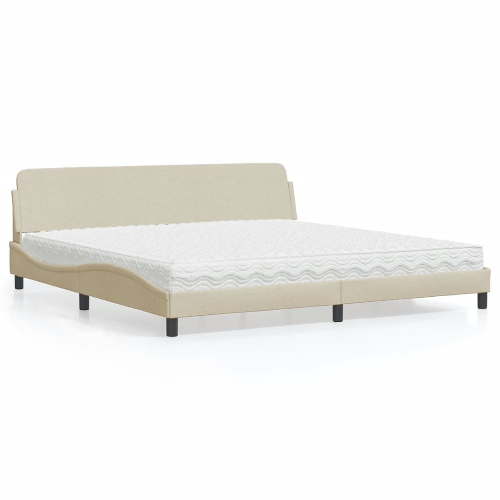 vidaXL Κρεβάτι με Στρώμα Dover Κρεμ 200x200 εκ. Υφασμάτινο