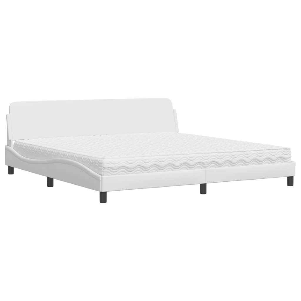 vidaXL Κρεβάτι με Στρώμα Dover Λευκό 200x200 εκ. Συνθετικό Δέρμα