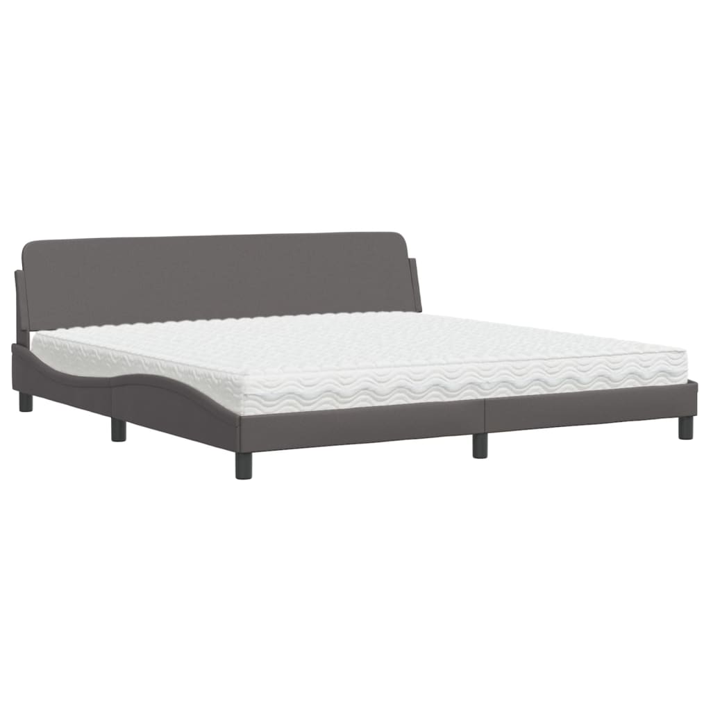 vidaXL Κρεβάτι με Στρώμα Dover Γκρι 200x200 εκ. Συνθετικό Δέρμα
