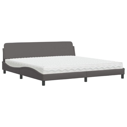 vidaXL Κρεβάτι με Στρώμα Dover Γκρι 200x200 εκ. Συνθετικό Δέρμα