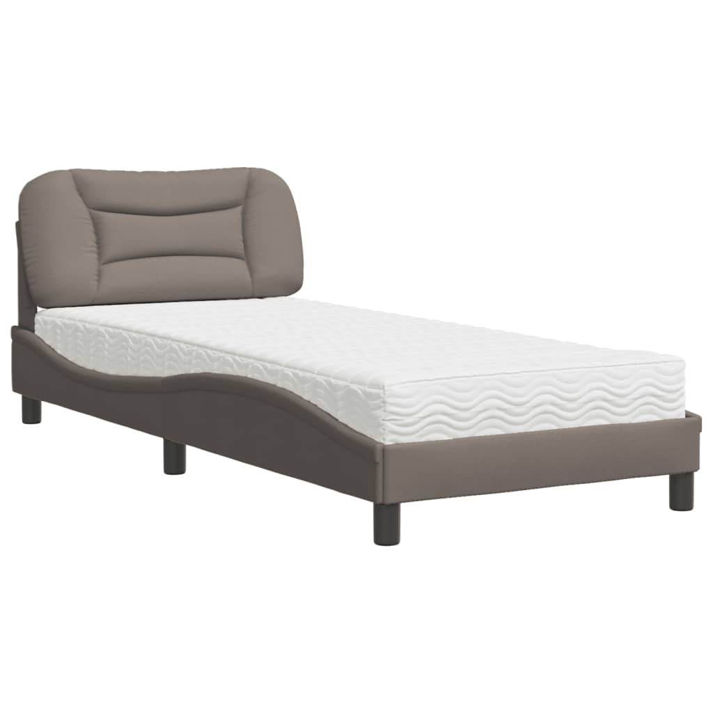 vidaXL Κρεβάτι με Στρώμα Hvar Taupe 90x200 εκ. Υφασμάτινο