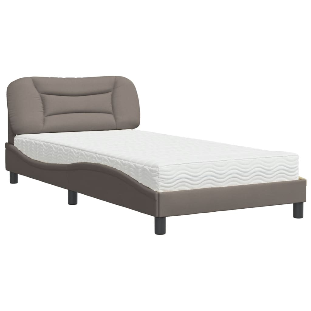 vidaXL Κρεβάτι με Στρώμα Hvar Taupe 100 x 200 εκ. Υφασμάτινο