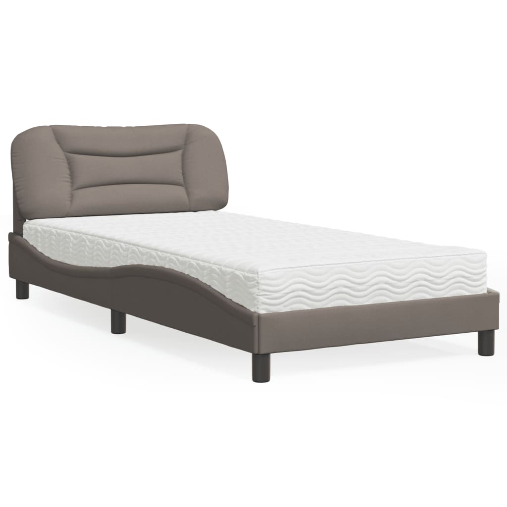 vidaXL Κρεβάτι με Στρώμα Hvar Taupe 100 x 200 εκ. Υφασμάτινο