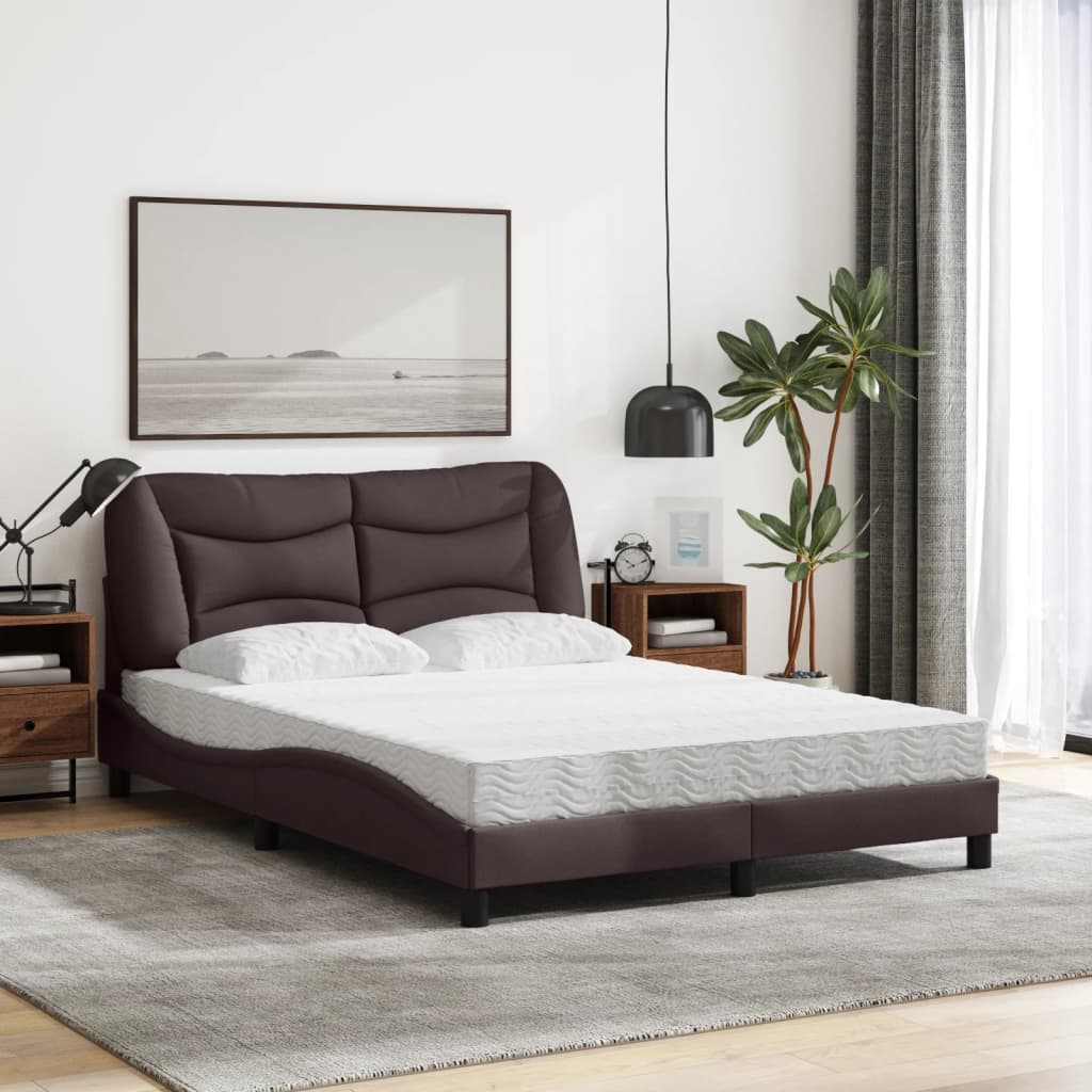 vidaXL Κρεβάτι με Στρώμα Hvar Σκούρο Καφέ 120x200 εκ. Υφασμάτινο