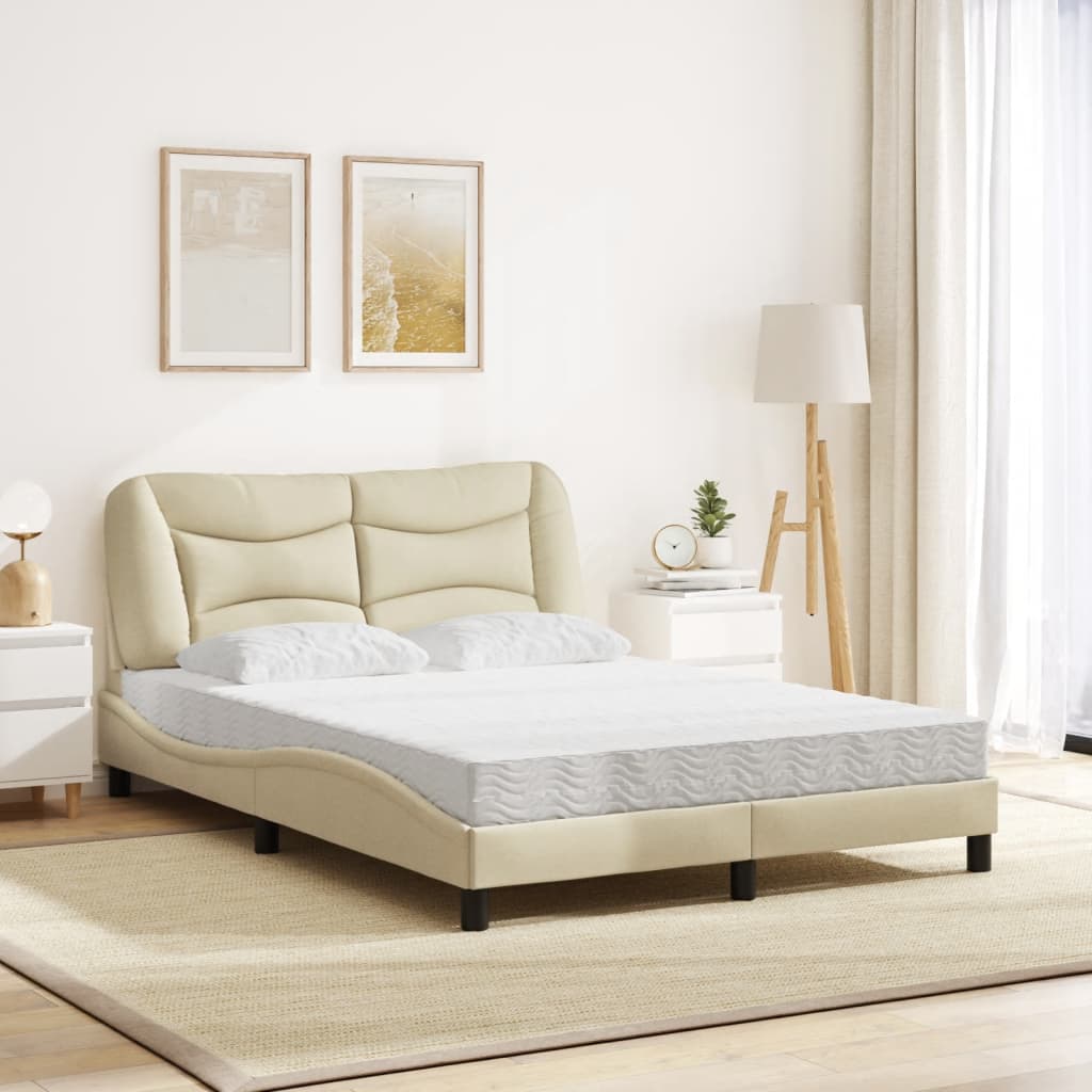vidaXL Κρεβάτι με Στρώμα Hvar Κρεμ 120x200 εκ. Υφασμάτινο