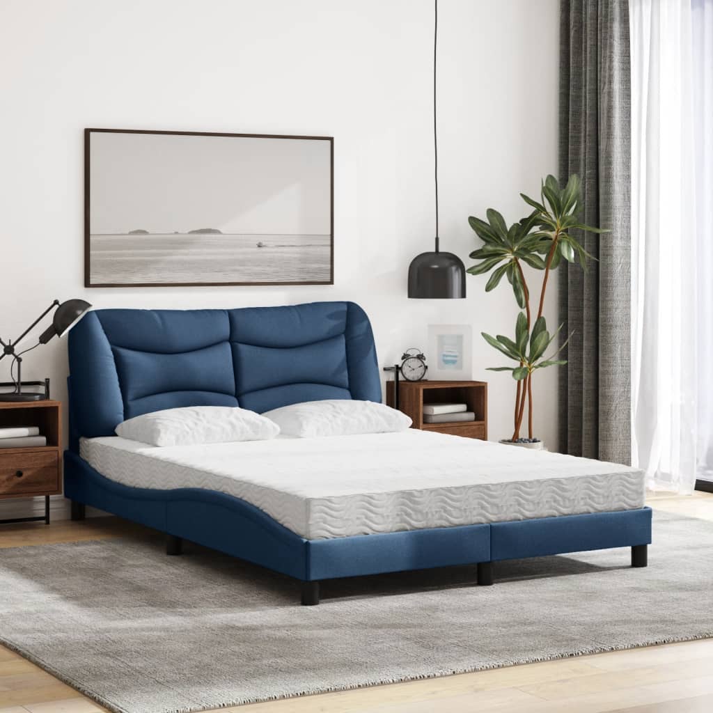 vidaXL Κρεβάτι με Στρώμα Hvar Μπλε 120x200 εκ. Υφασμάτινο