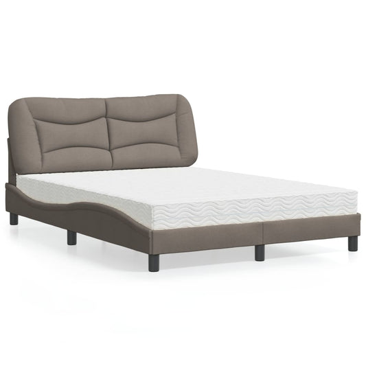 vidaXL Κρεβάτι με Στρώμα Hvar Taupe 140x200 εκ. Υφασμάτινο