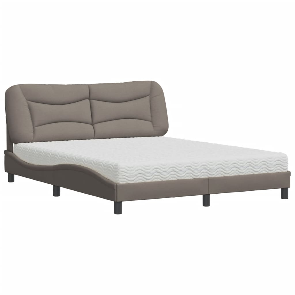 vidaXL Κρεβάτι με Στρώμα Hvar Taupe 160x200 εκ. Υφασμάτινο