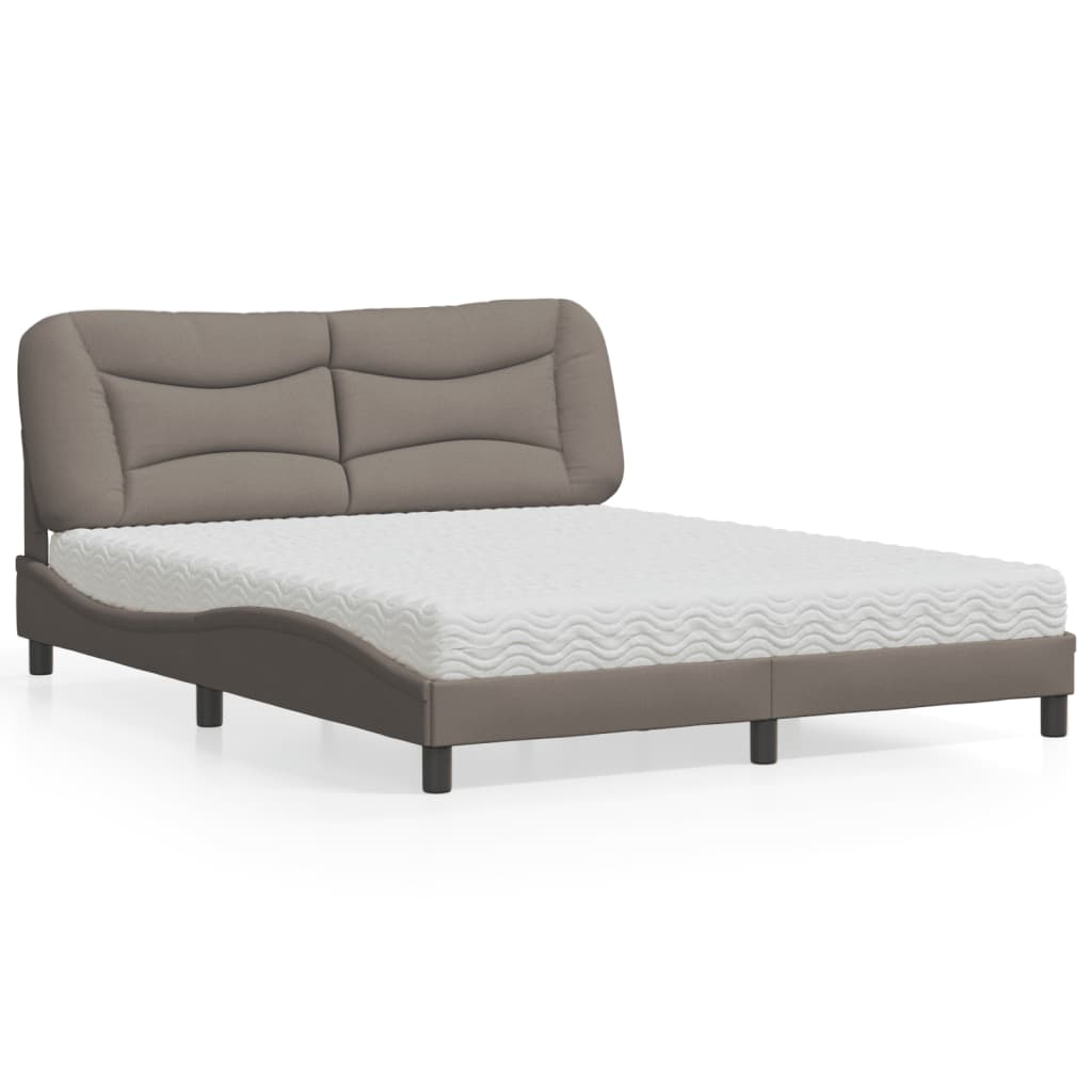 vidaXL Κρεβάτι με Στρώμα Hvar Taupe 160x200 εκ. Υφασμάτινο