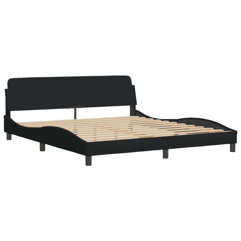 vidaXL Κρεβάτι με Στρώμα Hvar Μαύρο 180x200 εκ. Υφασμάτινο