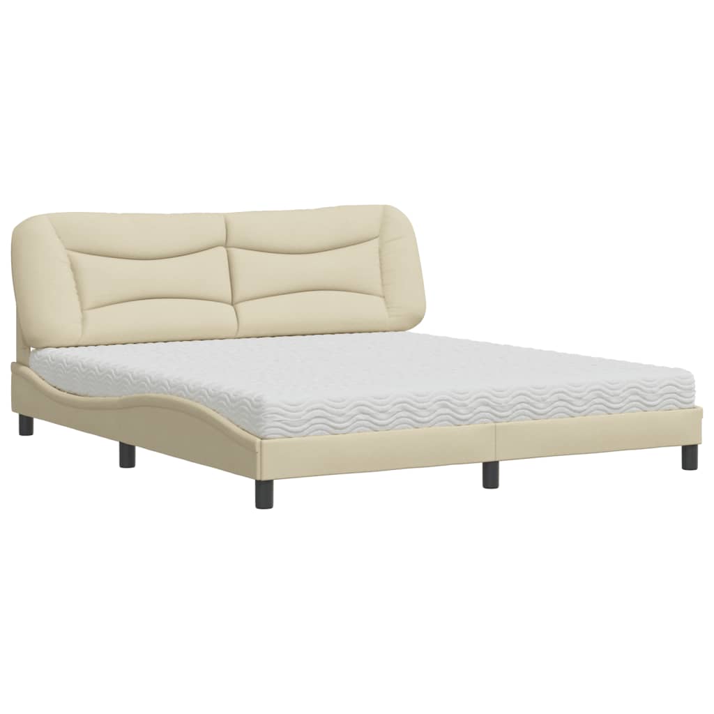 vidaXL Κρεβάτι με Στρώμα Hvar Κρεμ 180x200 εκ. Υφασμάτινο
