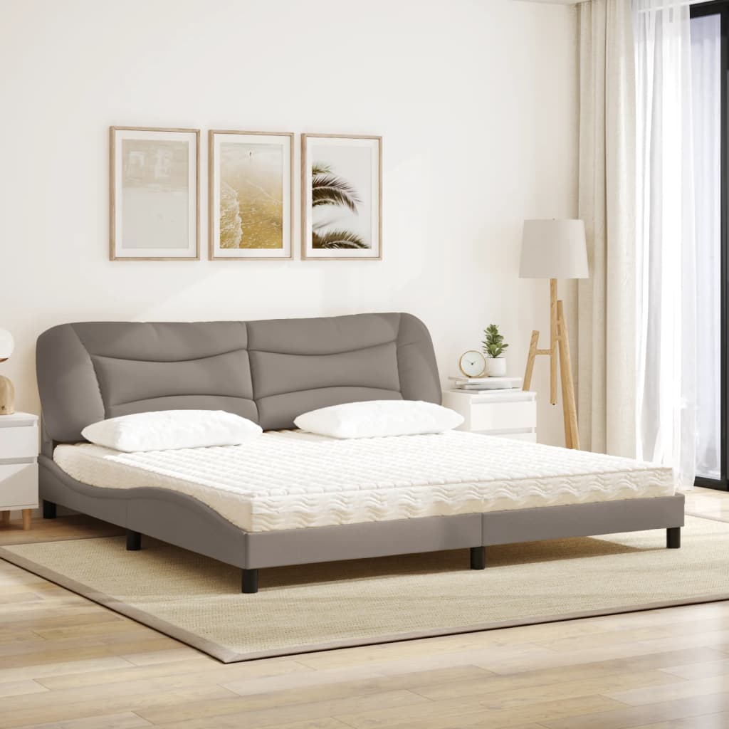 vidaXL Κρεβάτι με Στρώμα Hvar Taupe 200x200 εκ. Υφασμάτινο