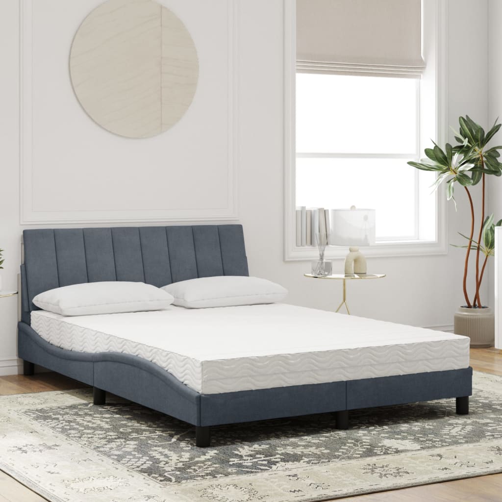 vidaXL Κρεβάτι με Στρώμα Hanko Σκούρο Γκρι 140x200 εκ. Βελούδινο