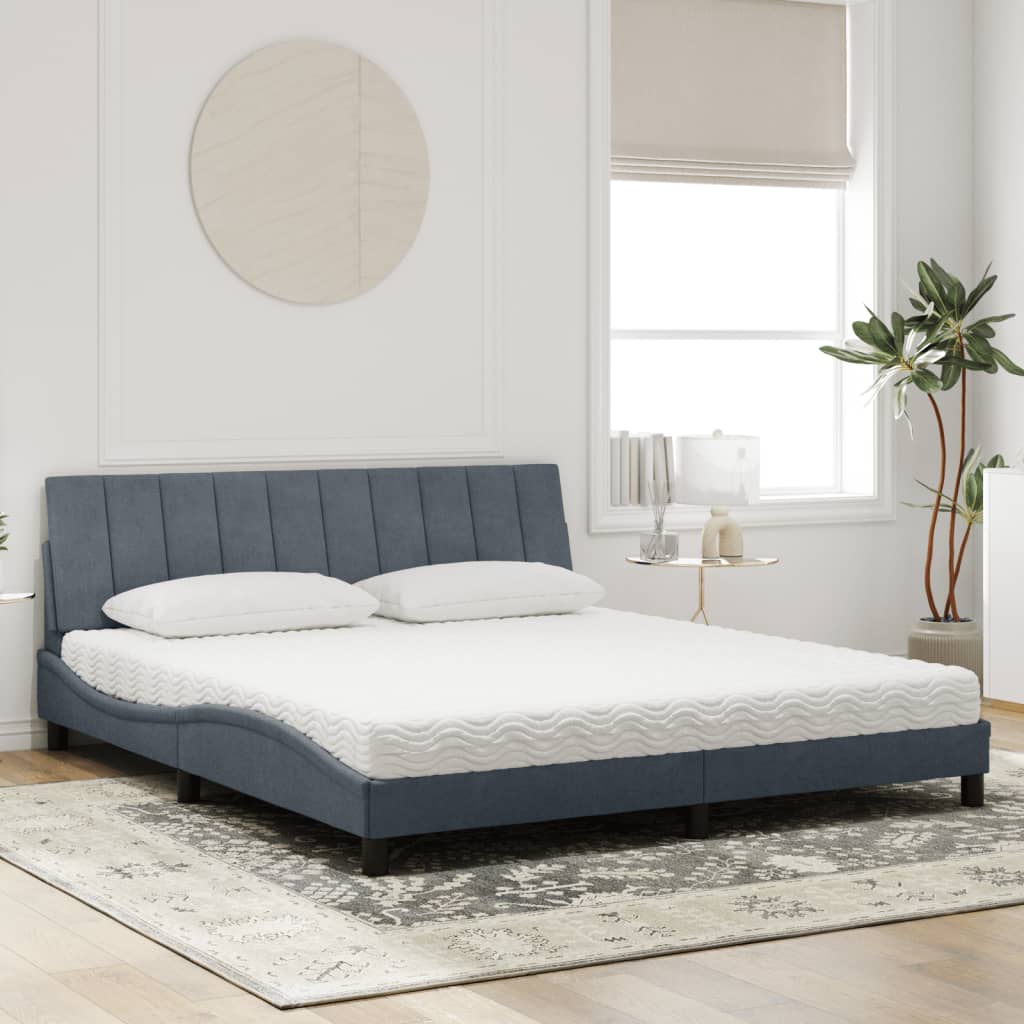 vidaXL Κρεβάτι με Στρώμα Hanko Σκούρο Γκρι 180x200 εκ. Βελούδινο