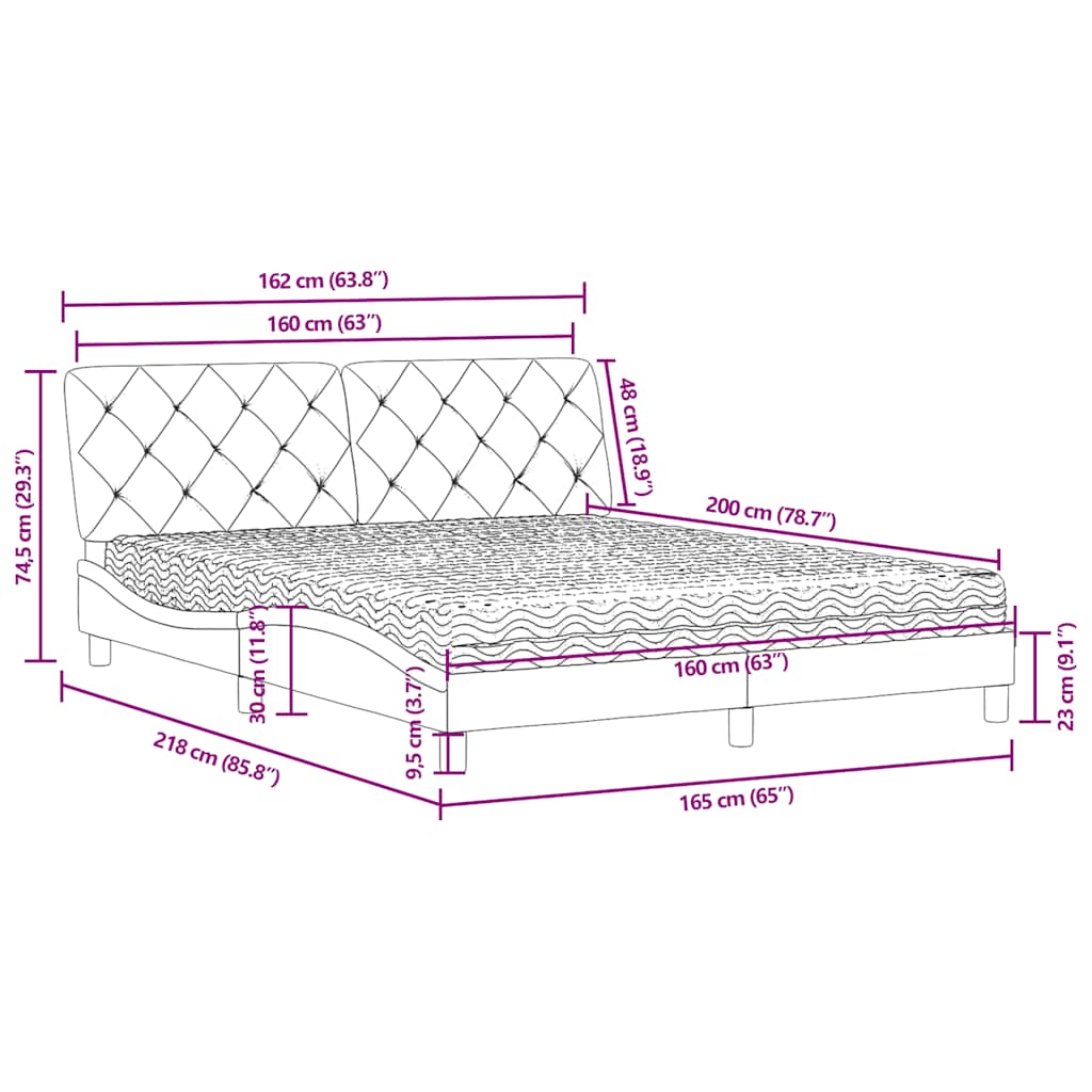 vidaXL Κρεβάτι με Στρώμα Σκούρο Πράσινο 160x200εκ. Βελούδινο