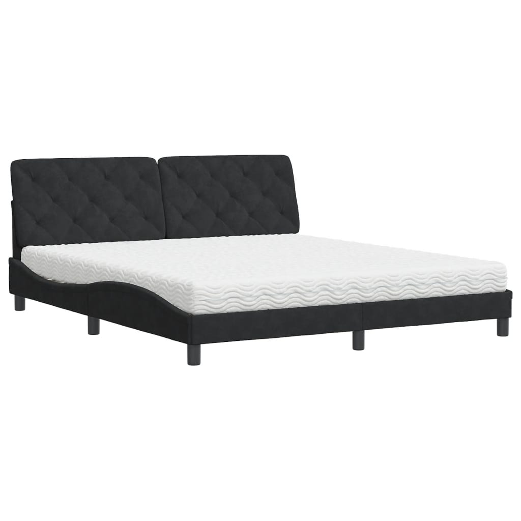 vidaXL Κρεβάτι με Στρώμα Μαύρο 180x200 εκ. Βελούδινο