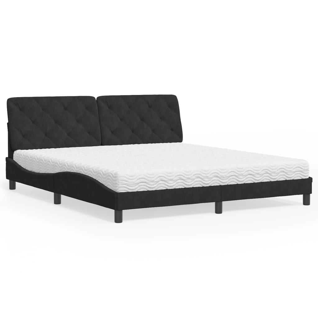 vidaXL Κρεβάτι με Στρώμα Μαύρο 180x200 εκ. Βελούδινο