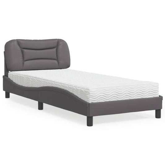 vidaXL Κρεβάτι με Στρώμα Hvar Γκρι 80 x 200 εκ. Συνθετικό Δέρμα