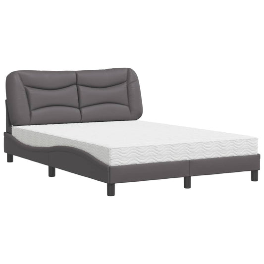 vidaXL Κρεβάτι με Στρώμα Hvar Γκρι 140x200εκ. από Συνθετικό Δέρμα