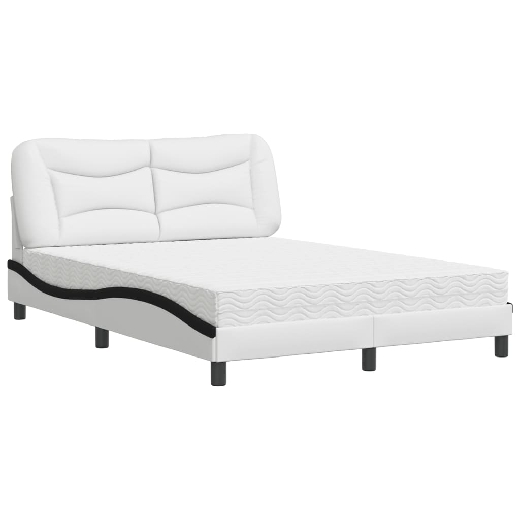 vidaXL Κρεβάτι με Στρώμα Hvar Μαύρο/Λευκό 140x200 εκ. από Συνθετικό Δέρμα