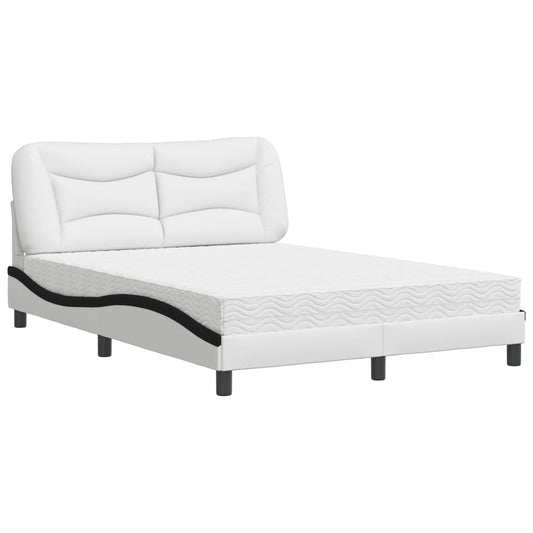 vidaXL Κρεβάτι με Στρώμα Hvar Μαύρο/Λευκό 140x200 εκ. από Συνθετικό Δέρμα