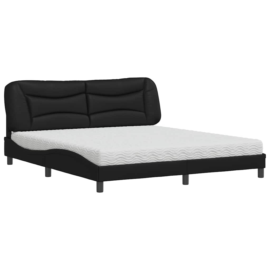 vidaXL Κρεβάτι με Στρώμα Hvar Μαύρο 180x200 εκ. από Συνθετικό δέρμα