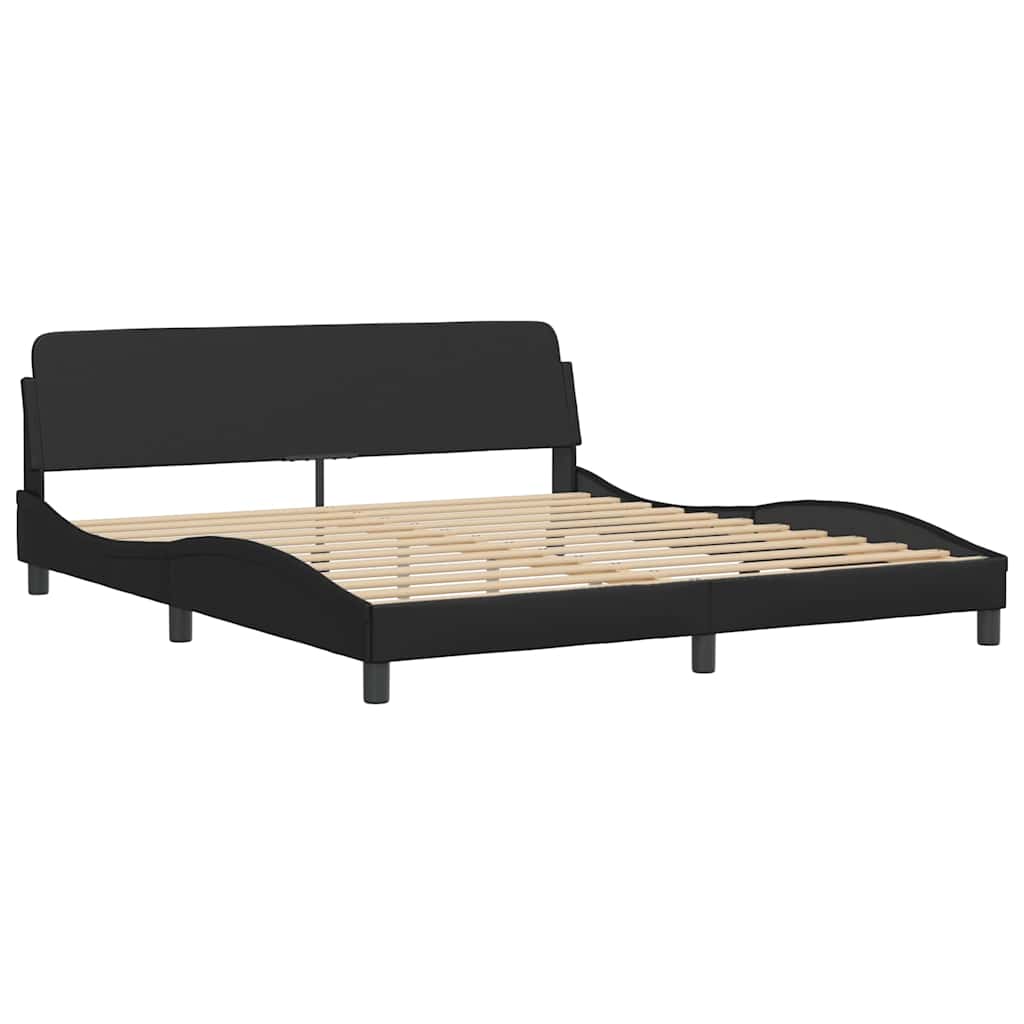 vidaXL Κρεβάτι με Στρώμα Hvar Μαύρο 180x200 εκ. από Συνθετικό δέρμα