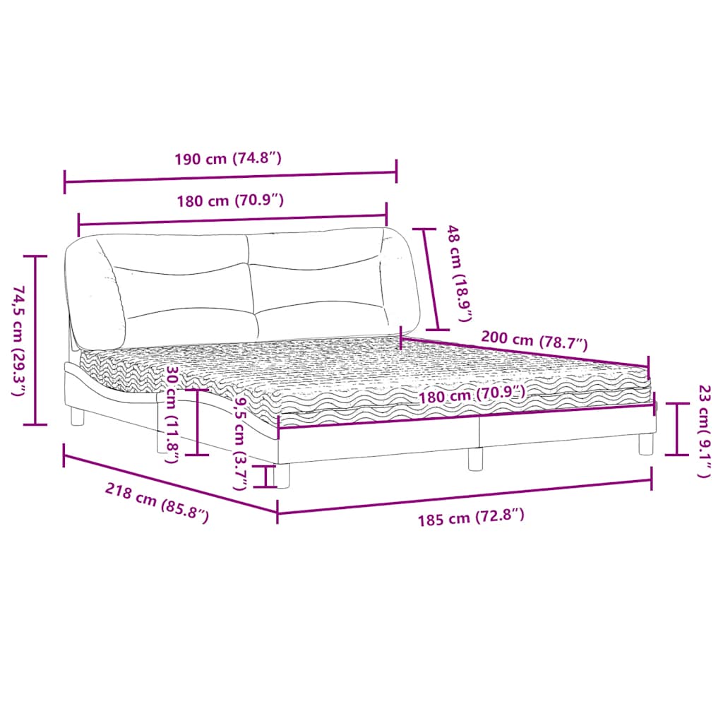 vidaXL Κρεβάτι με Στρώμα Hvar Μαύρο 180x200 εκ. από Συνθετικό δέρμα