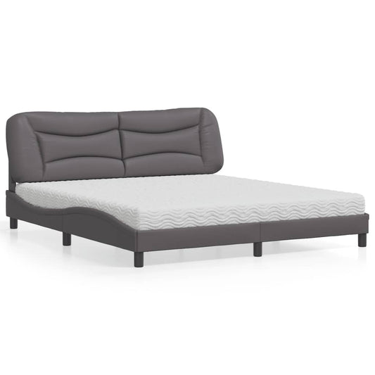 vidaXL Κρεβάτι με Στρώμα Hvar Γκρι 180x200 εκ. Συνθετικό Δέρμα