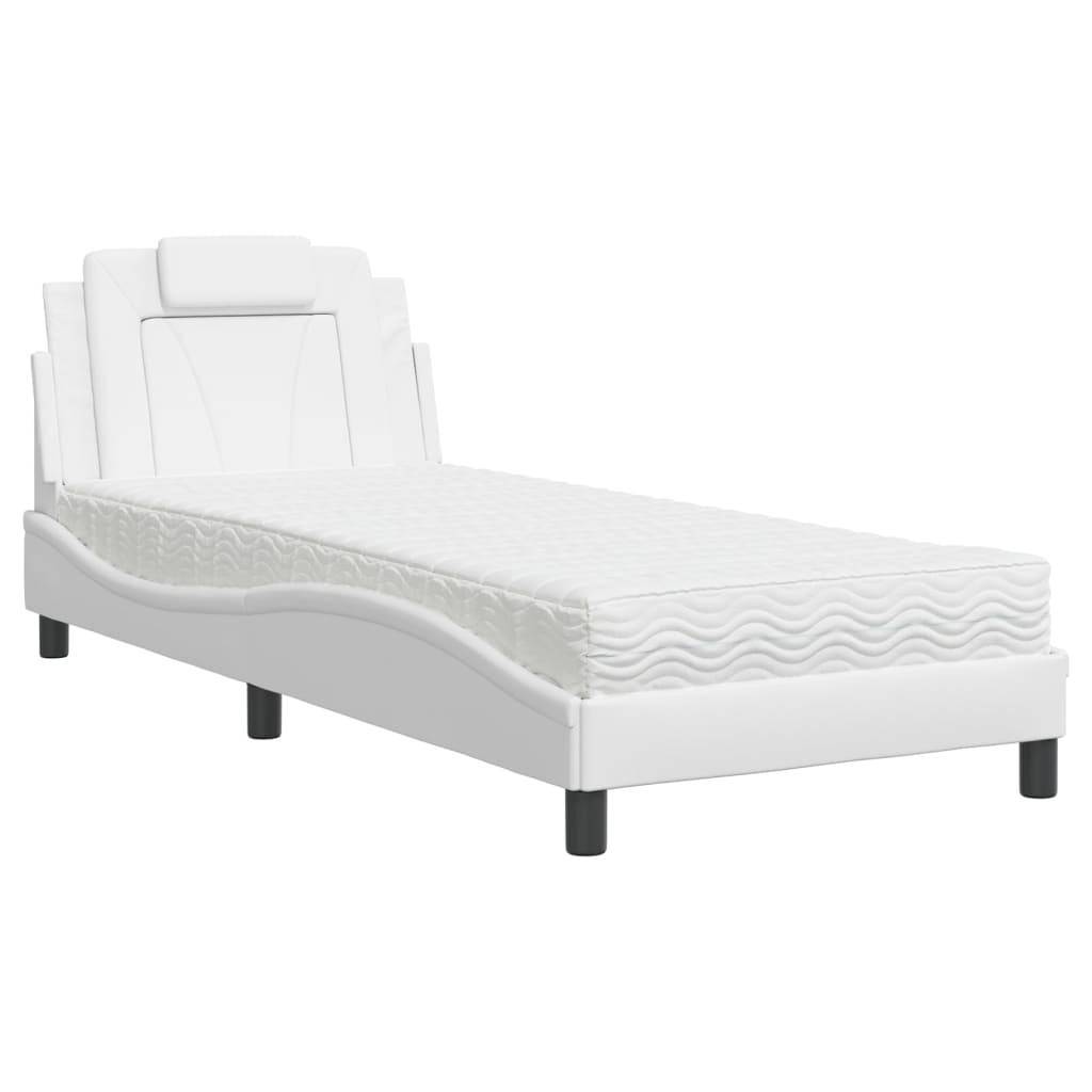 vidaXL Κρεβάτι Viana με Στρώμα Λευκό 80 x 200 εκ. Συνθετικό Δέρμα