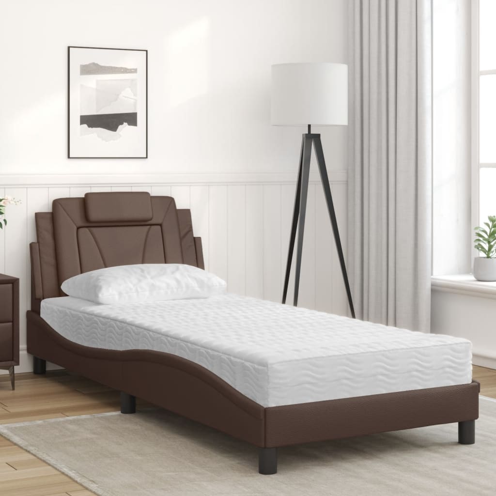 vidaXL Κρεβάτι Viana με Στρώμα Καφέ 80 x 200 εκ. Συνθετικό Δέρμα