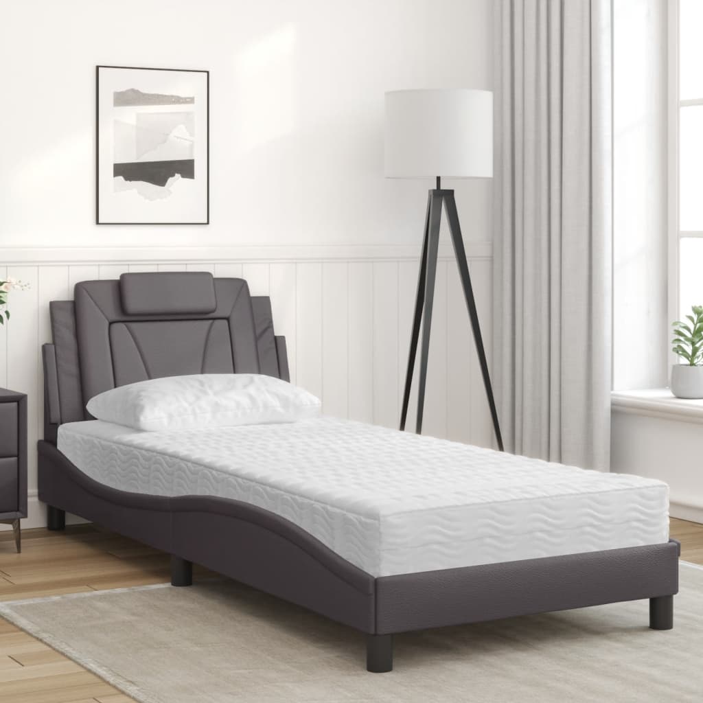 vidaXL Κρεβάτι Viana με Στρώμα Γκρι 80 x 200 εκ. Συνθετικό Δέρμα