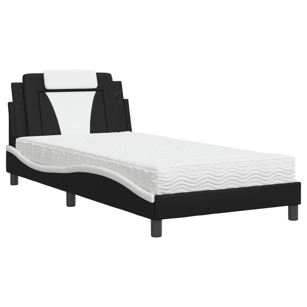 vidaXL Κρεβάτι Viana με Στρώμα Μαύρο και Λευκό 120 x 200 εκ. Συνθετικό Δέρμα