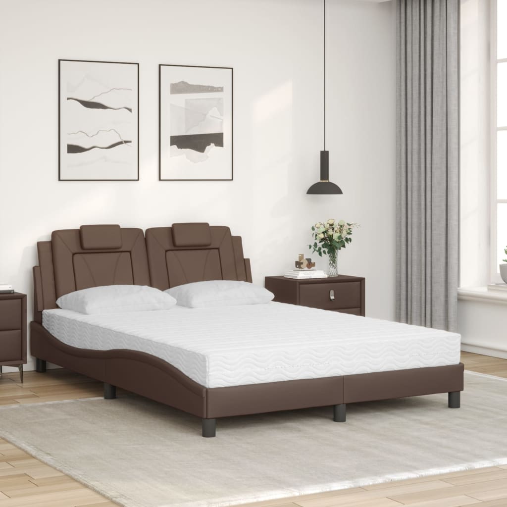 vidaXL Κρεβάτι Viana με Στρώμα Καφέ 120x200ε κ. από Συνθετικό Δέρμα
