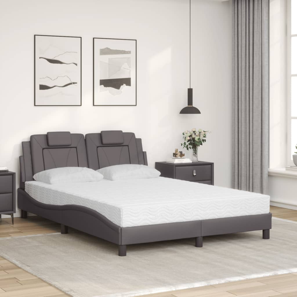 vidaXL Κρεβάτι Viana με Στρώμα Γκρι 120x200 εκ. από Συνθετικό Δέρμα