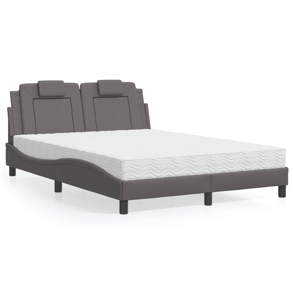 vidaXL Κρεβάτι Viana με Στρώμα Γκρι 140x190εκ. από Συνθετικό Δέρμα