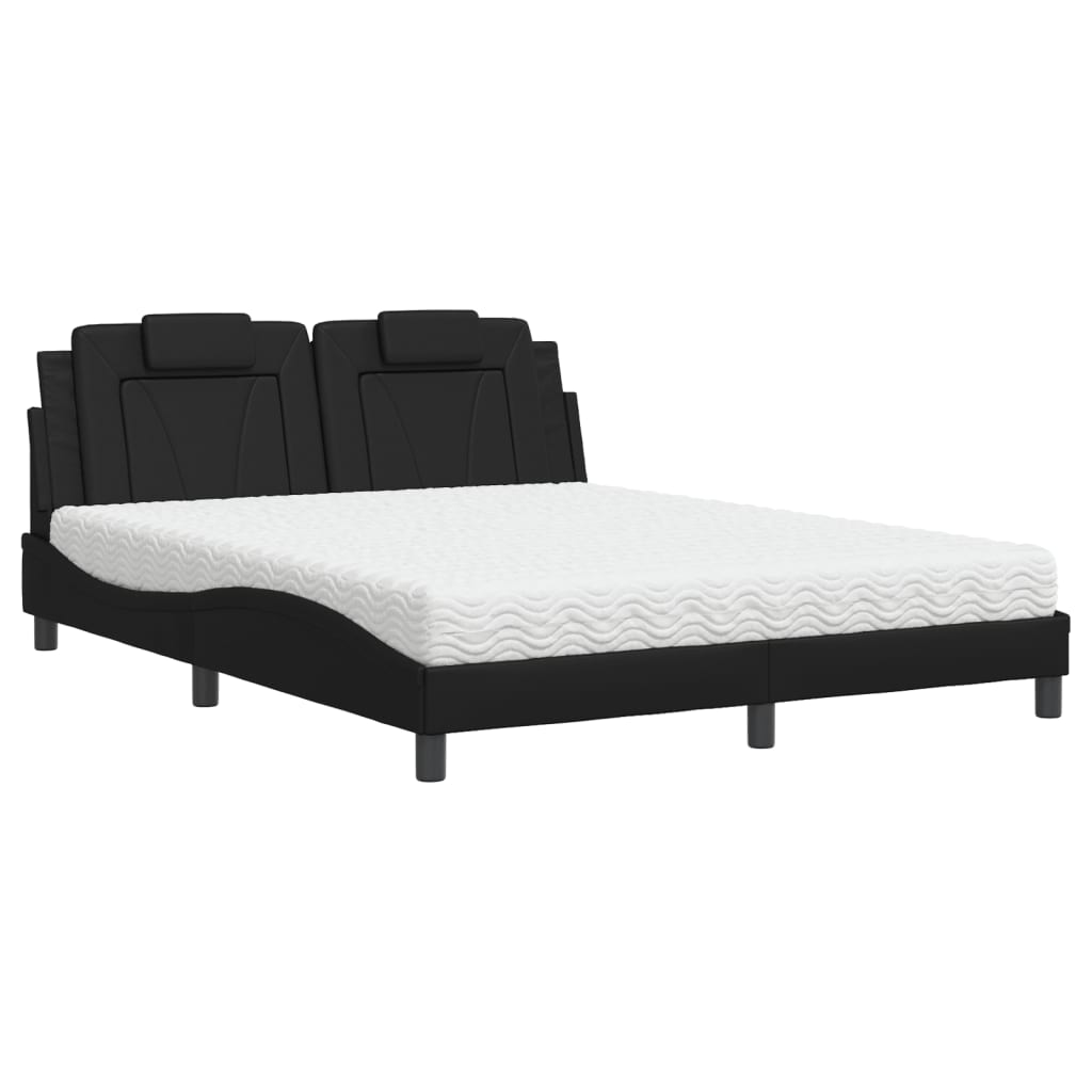 vidaXL Κρεβάτι Viana με Στρώμα Μαύρο 160x200εκ.από Συνθετικό Δέρμα