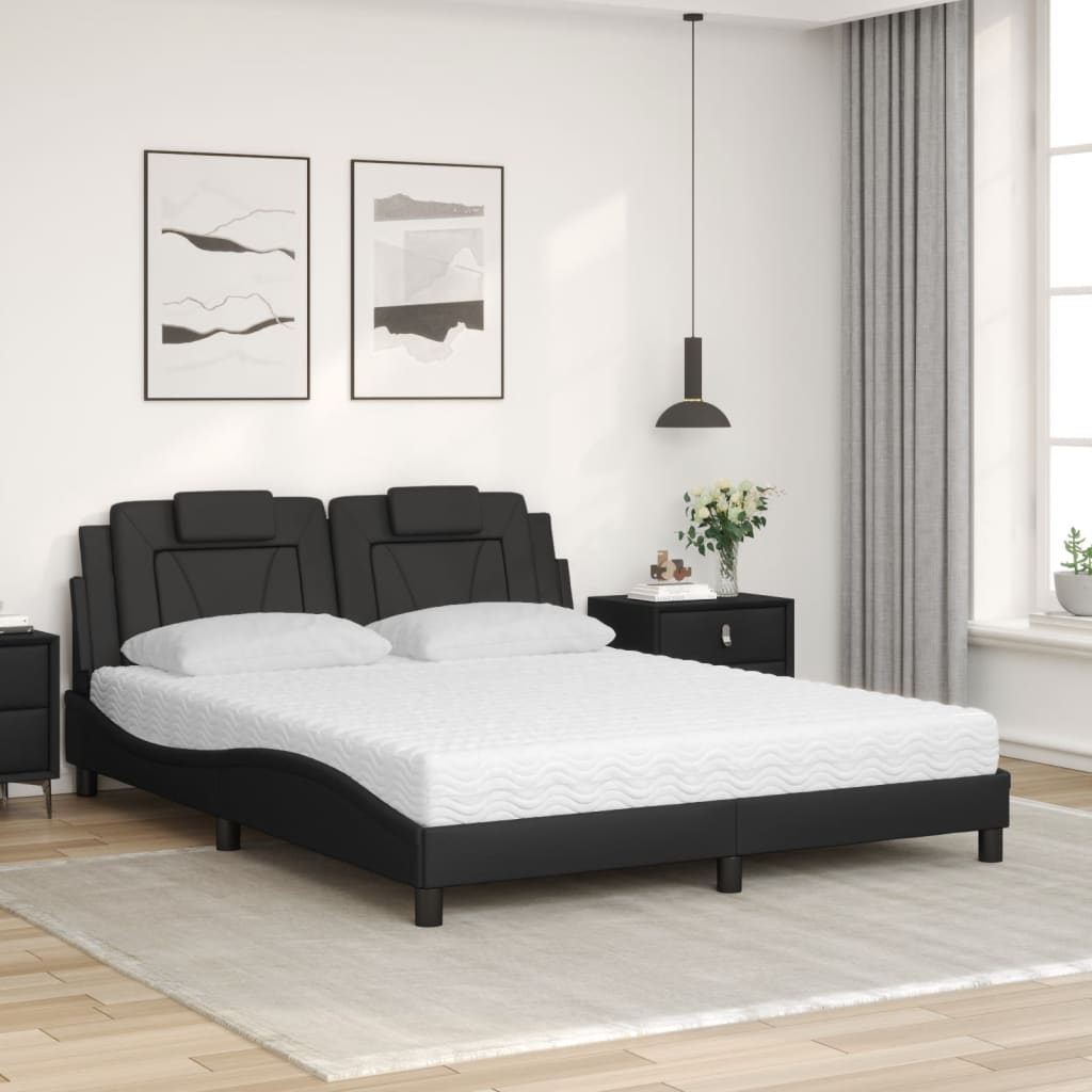 vidaXL Κρεβάτι Viana με Στρώμα Μαύρο 160x200εκ.από Συνθετικό Δέρμα