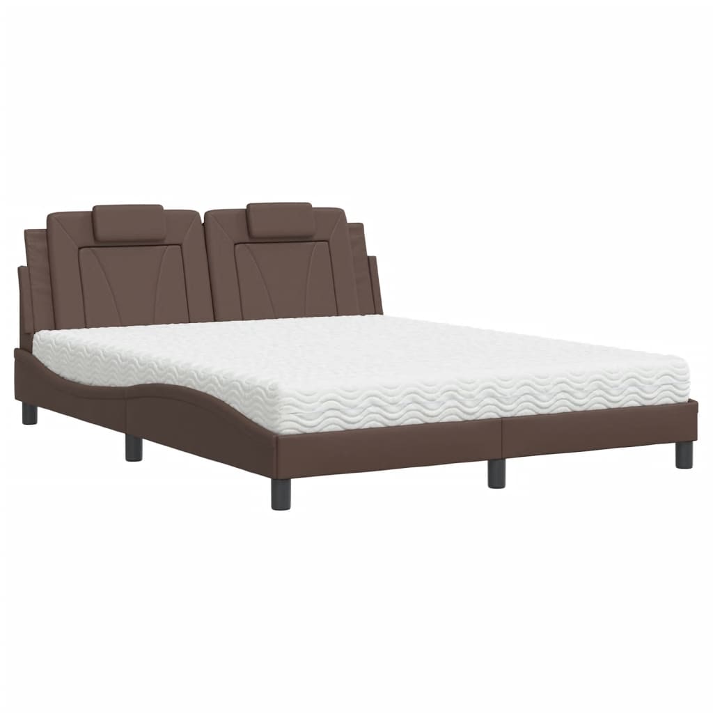 vidaXL Κρεβάτι Viana με Στρώμα Καφέ 160x200εκ. από Συνθετικό Δέρμα